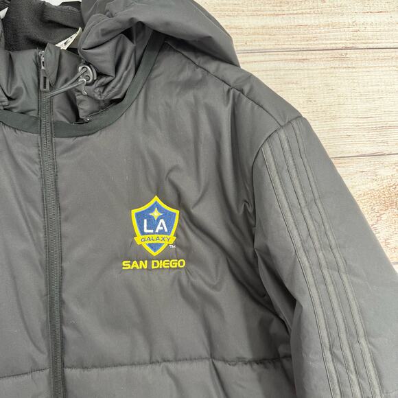Adidas Tiro 17 LA Galaxy San Diego Winter Jacket Adult Large Black Puffer - Picture 4 of 12